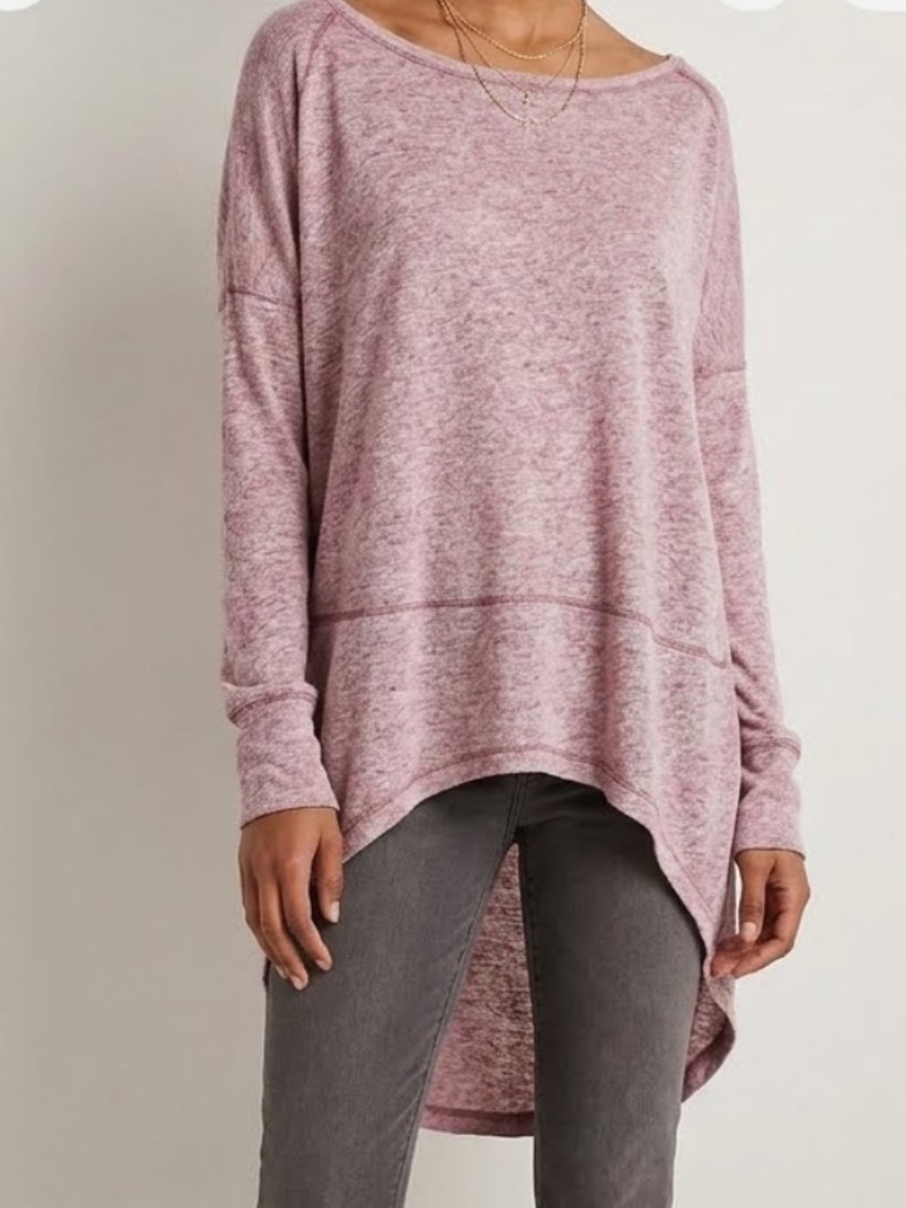 FREE PEOPLE | We The Free Linen Blend Boat Neck High Low Long Sleeve Top Medium